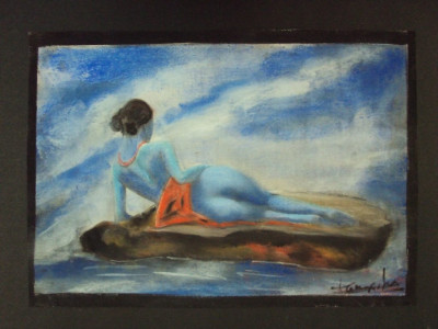 ΓΥΜΝΟ ΣΕ ΒΡΑΧΟ - ΜΙΚΤΗ ΤΕΧΝΙΚΗ ΜΕ ΠΑΣΤΕΛ