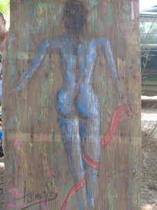 Μπλέ κόρη( μικτή τεχνική σε ξύλο)